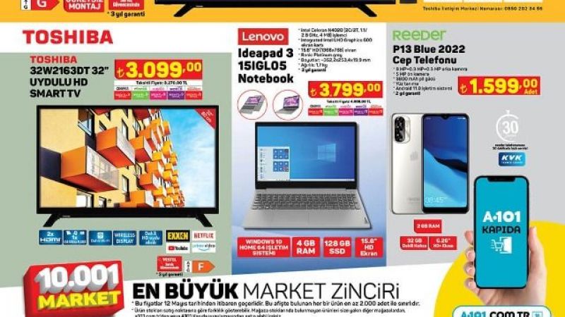 A101 12 Mayıs Perşembe aktüel ürün kataloğunu yayınladı! A101 piyasa değerinin altında laptop satışı yapacak! 26 jant bisiklet sadece 1000 TL 3