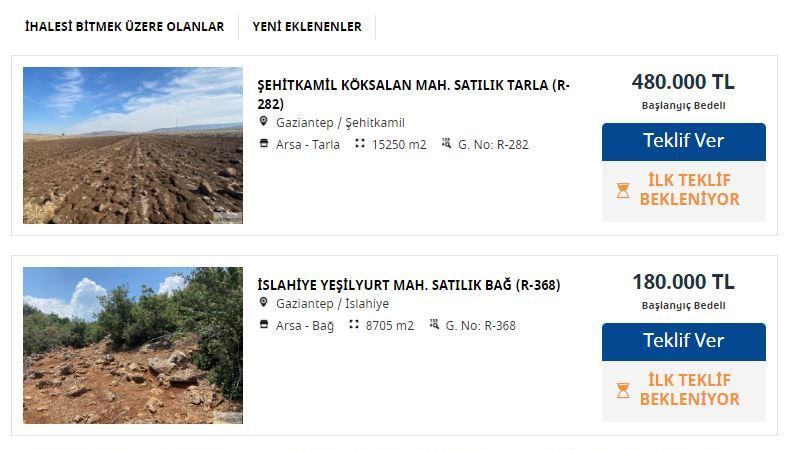Denizbank, Gaziantep'te Yatırımlık Tarla Arayanlara Duyurdu: 15250 Metrekare Tarla, 480 Bin TL'den Satışta! 2
