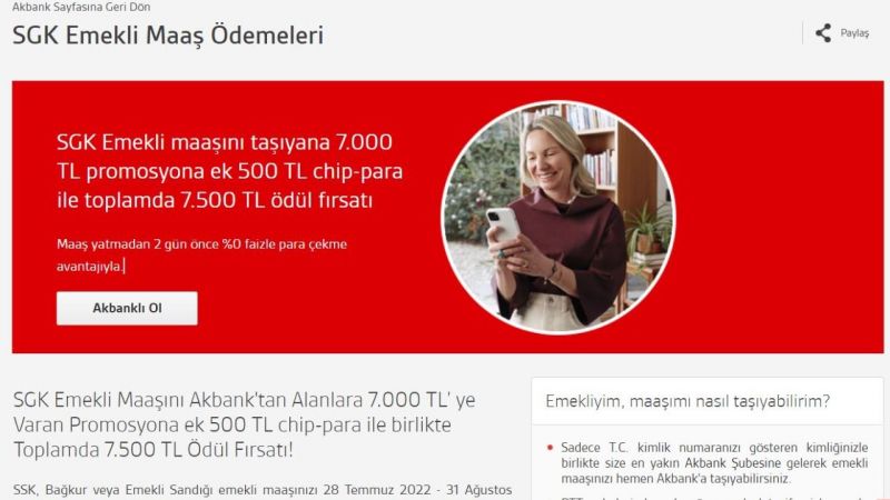 Akbank Emekliye Nakit Promosyonda Sınırları Aştı, 7.500 TL Ödemeler Başladı! 3
