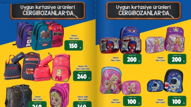 Veliler Dikkat: Gaziantep Cergibozanlar Market, Ay Sonuna Kadar Okul Gereçlerini Yarı Fiyatından Satışa Sunacak! Çantalar 100 TL, Kalemler 3 TL! 4