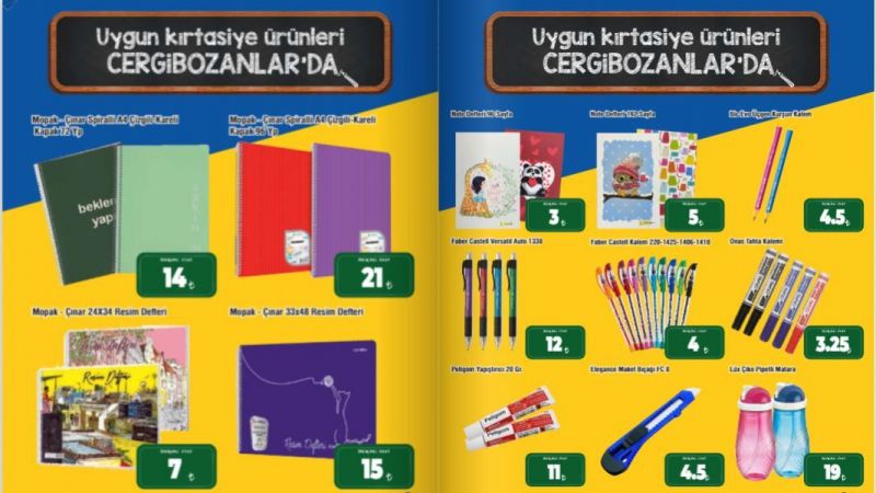 Veliler Dikkat: Gaziantep Cergibozanlar Market, Ay Sonuna Kadar Okul Gereçlerini Yarı Fiyatından Satışa Sunacak! Çantalar 100 TL, Kalemler 3 TL! 3