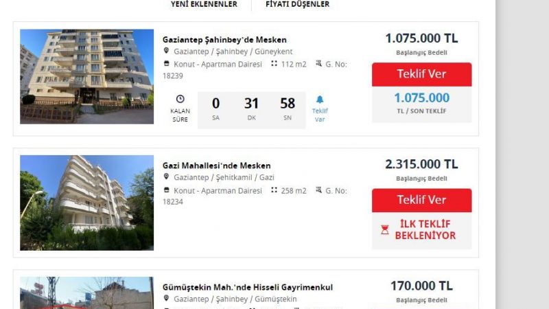 Ziraat Bankası Gaziantep'in Şahinbey İlçesinde Konut Satışını Başlattı! 112 Metrekarelik Apartman Dairesi İçin 64 Bin TL Ödemek Yeterli! 2