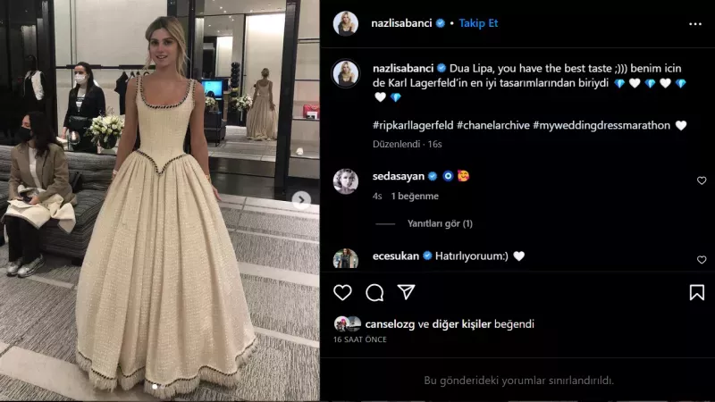 Nazlı Sabancı'dan Şarkıcı Dua Lipa'ya Özel Paylaşım! "Harika Bir Zevkin Var!" 1