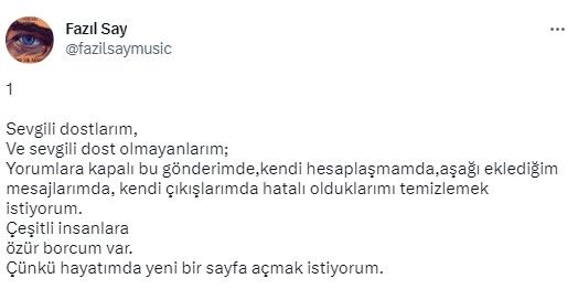 Piyanist Fazıl Say'dan İYİ Parti Genel Başkanı Meral Akşener'e özür mesajı! Susma kararı aldı! 2