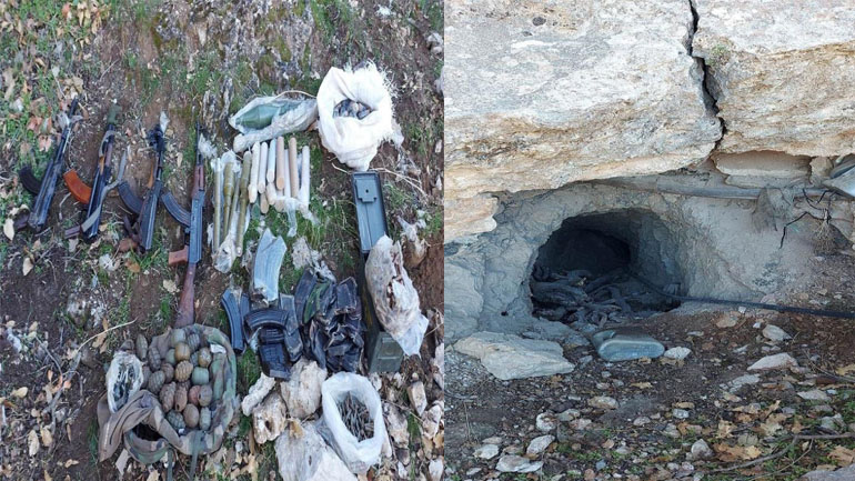 Teröristlerce kullanılan mağarada çok sayıda mühimmat ele geçirildi