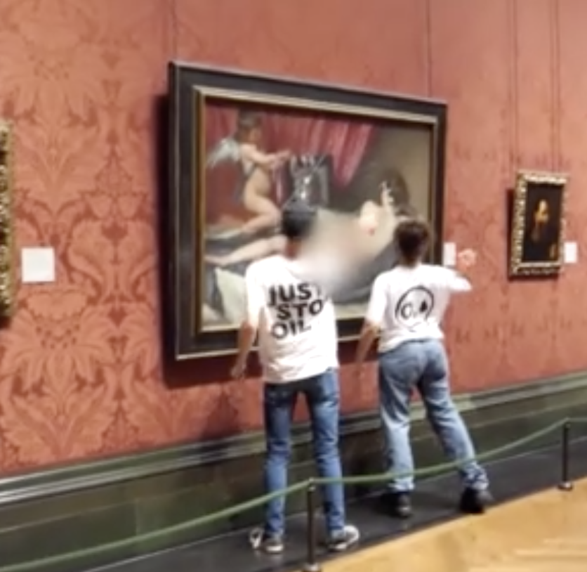 İklim aktivistlerinden “Aynadaki Venüs” tablosuna çekiçli saldırı