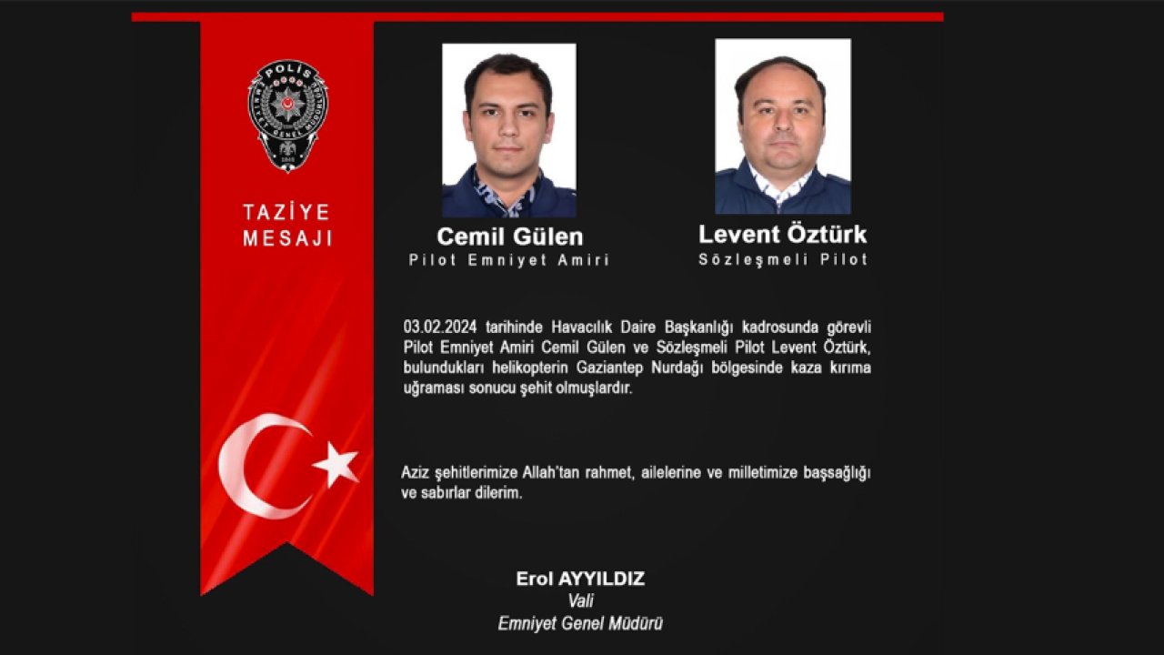 Gaziantep'te helikopter kazasında şehit olan polislerin isimleri açıklandı