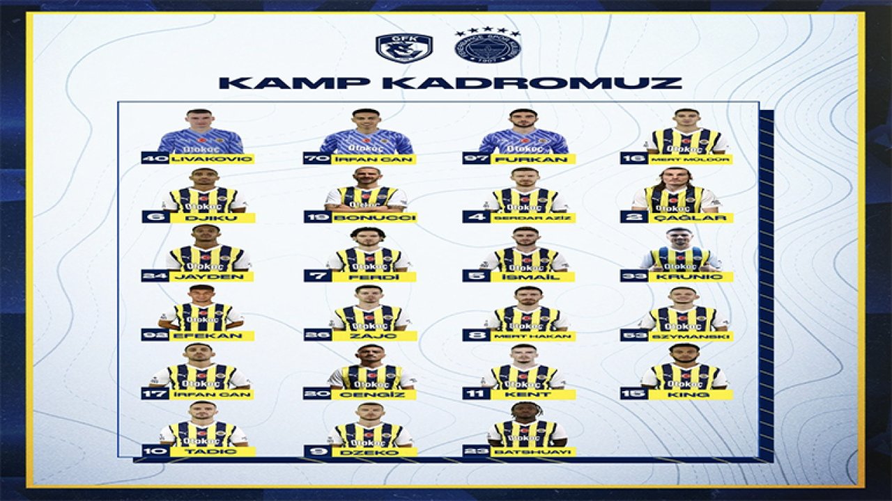 Fenerbahçe'nin Gaziantep FK maçı kamp kadrosu açıklandı