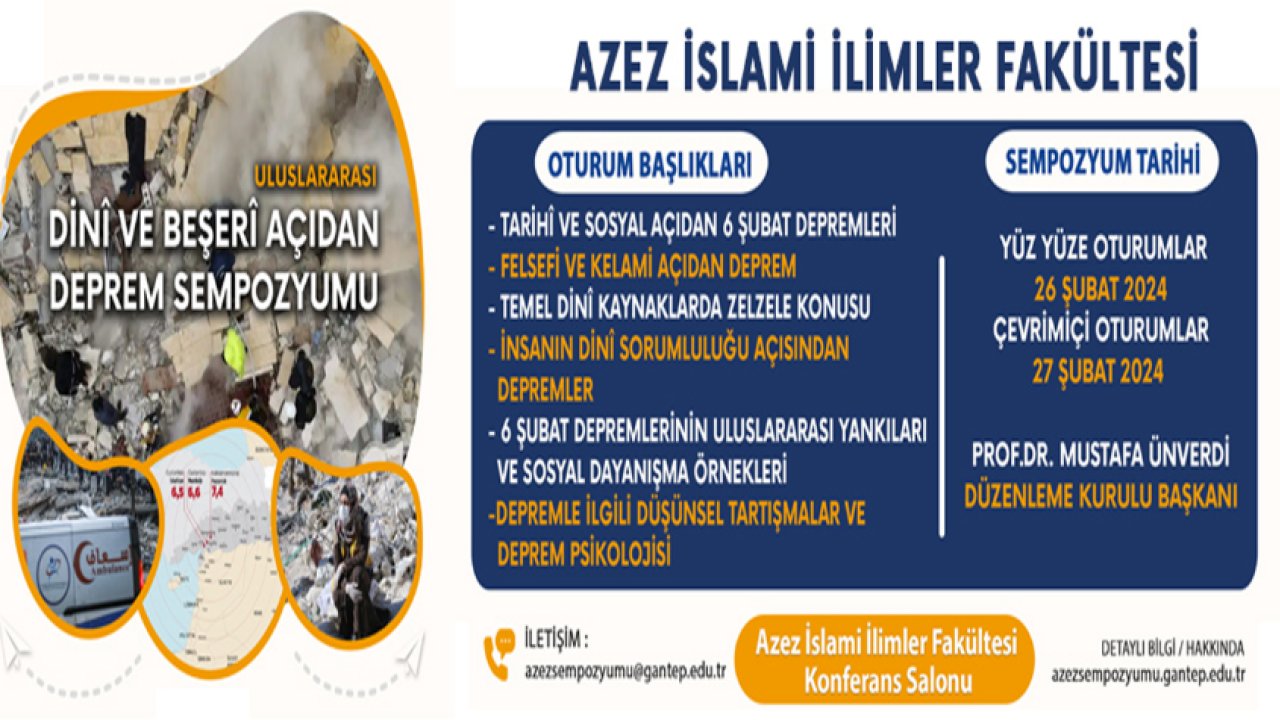 Azez'de "Uluslararası Dini ve Beşeri Açıdan Deprem Sempozyumu" düzenlenecek