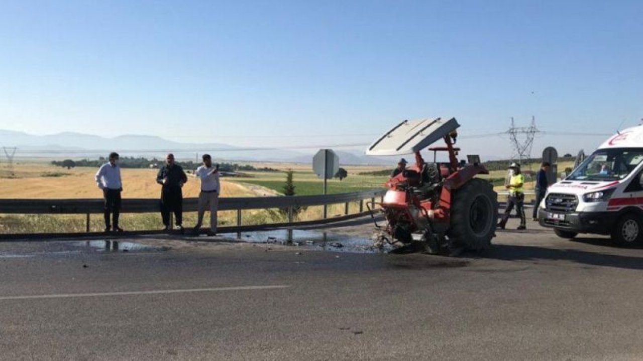 Gaziantep'te hafif ticari araçla traktör çarpıştı: 2 yaralı