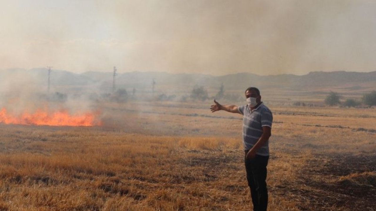 Buğday tarlasındaki yangın çiftçilerin müdahalesiyle söndürüldü