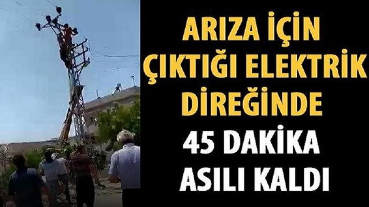 Son Dakika: Video Haber...Gaziantep'te Adeta Can Pazarı Yaşandı!Arıza için çıktığı elektrik direğinde asılı kaldı