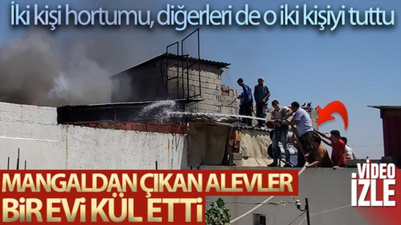 Son Dakika:Video Haber...Gaziantep'te mangaldan çıkan alevler bir evi kül etti