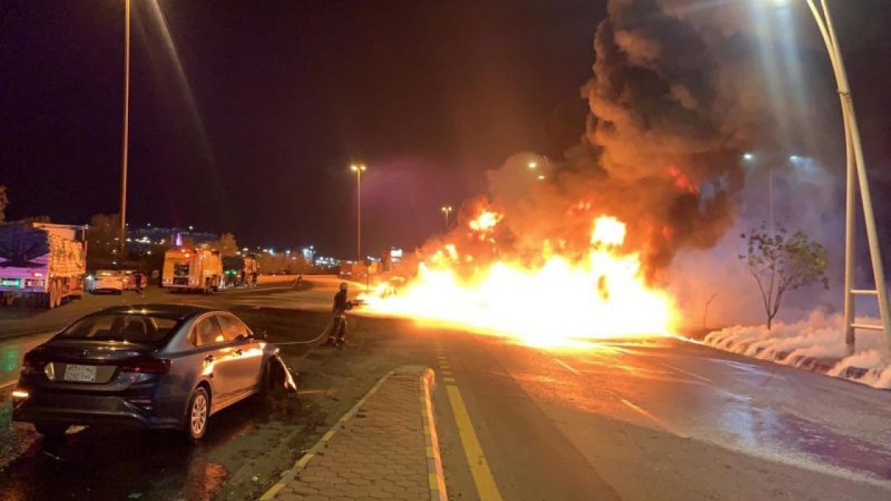 Suudi Arabistan’da akaryakıt tankerinde çıkan yangın 10 araca sıçradı