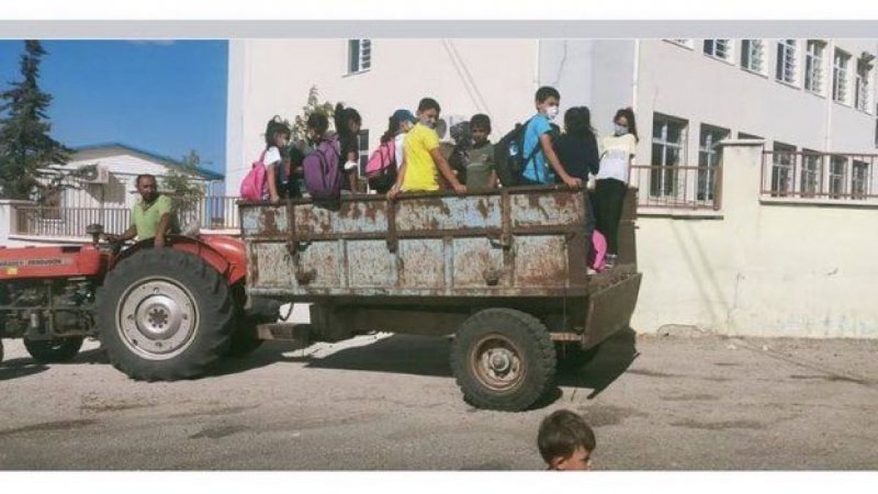 Son Dakika: Video Haber: Gaziantep'te Öğrenciler traktörle okula gidiyor! Gaziantep'in Oğuzeli İlçesinde Okula Gidecek Servis Yok !