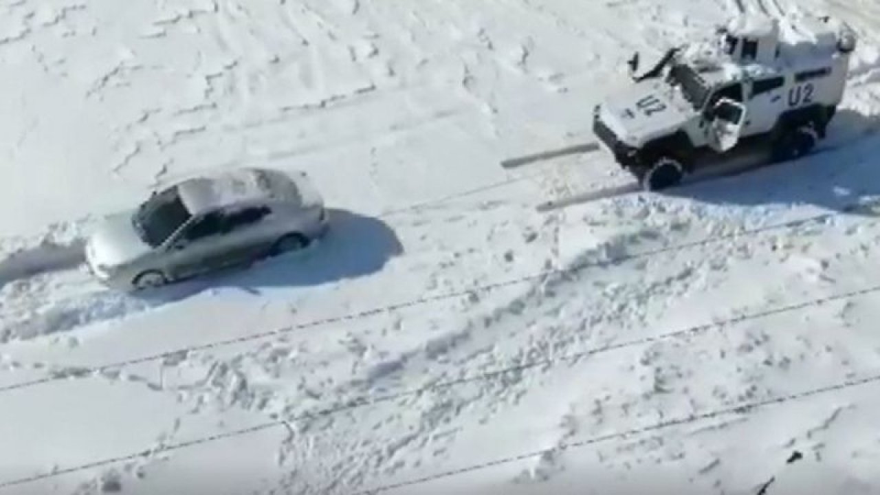 Son Dakika: Video Haber... Gaziantep'e Kar Yağdı!!! Hasta taşıyan otomobil kara saplandı!