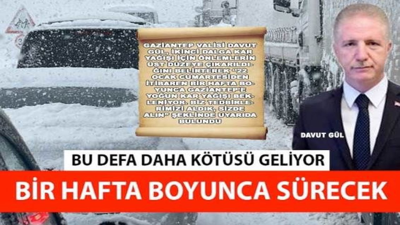 Son Dakika: Video Haber...Gaziantep Valisi Davut Gül'den Gaziantepli Vatandaşlara  Yoğun Kar Yağışı Uyarısı 'Biz tedbirlerimizi aldık, sizde alın’