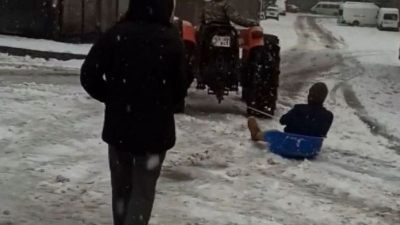 Video Haber...Gaziantepli Vatandaşın İlginç Kar Eğlencesi...Kar üstünde leğenle snowboard yaptı