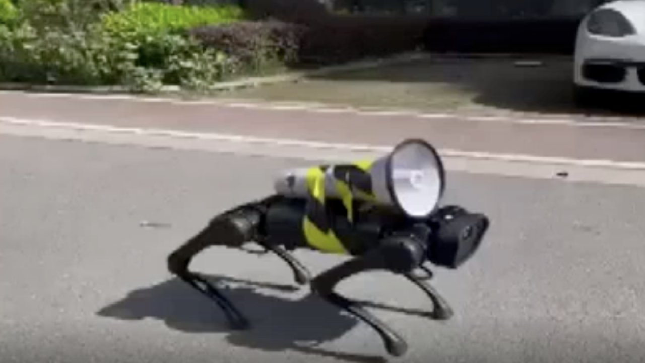 Şanghay’da sokaklarda dolaşan robot köpek gündem oldu