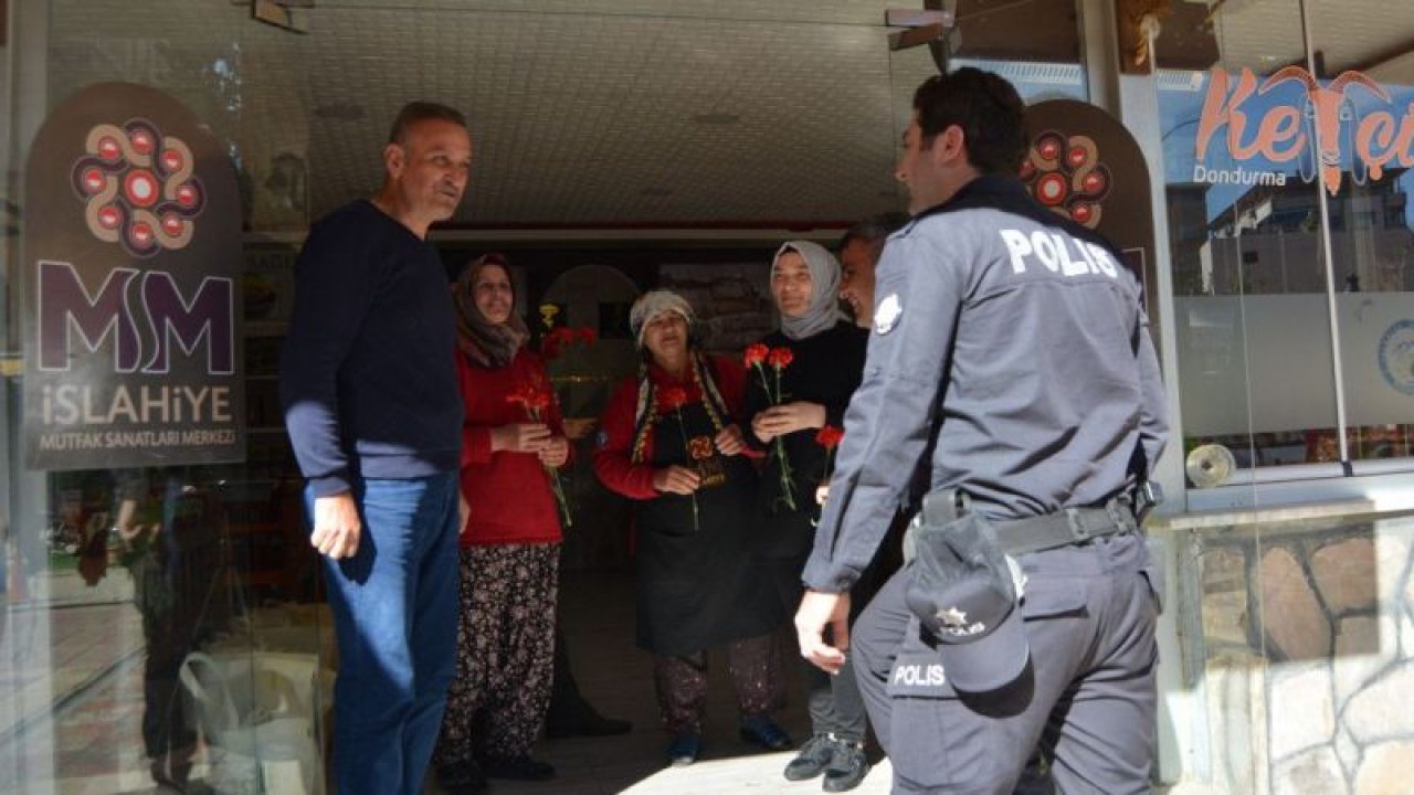 Gaziantep'te kavga ihbarına giden polisler karanfille karşılandı...