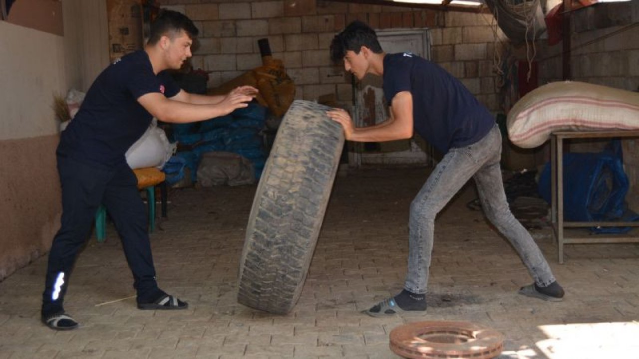 Gaziantep'te tır lastiğiyle antrenman üçüncülük getirdi