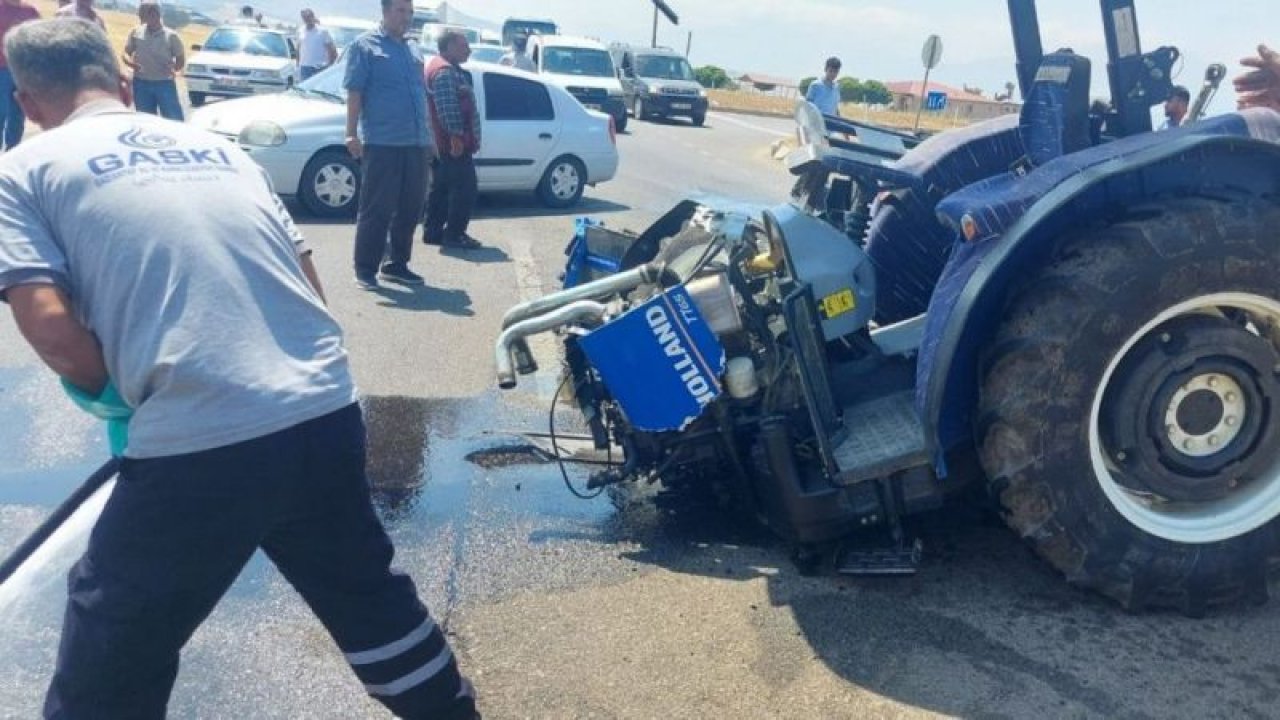 Gaziantep'te otomobille çarpışan traktörün sürücüsü yaralandı