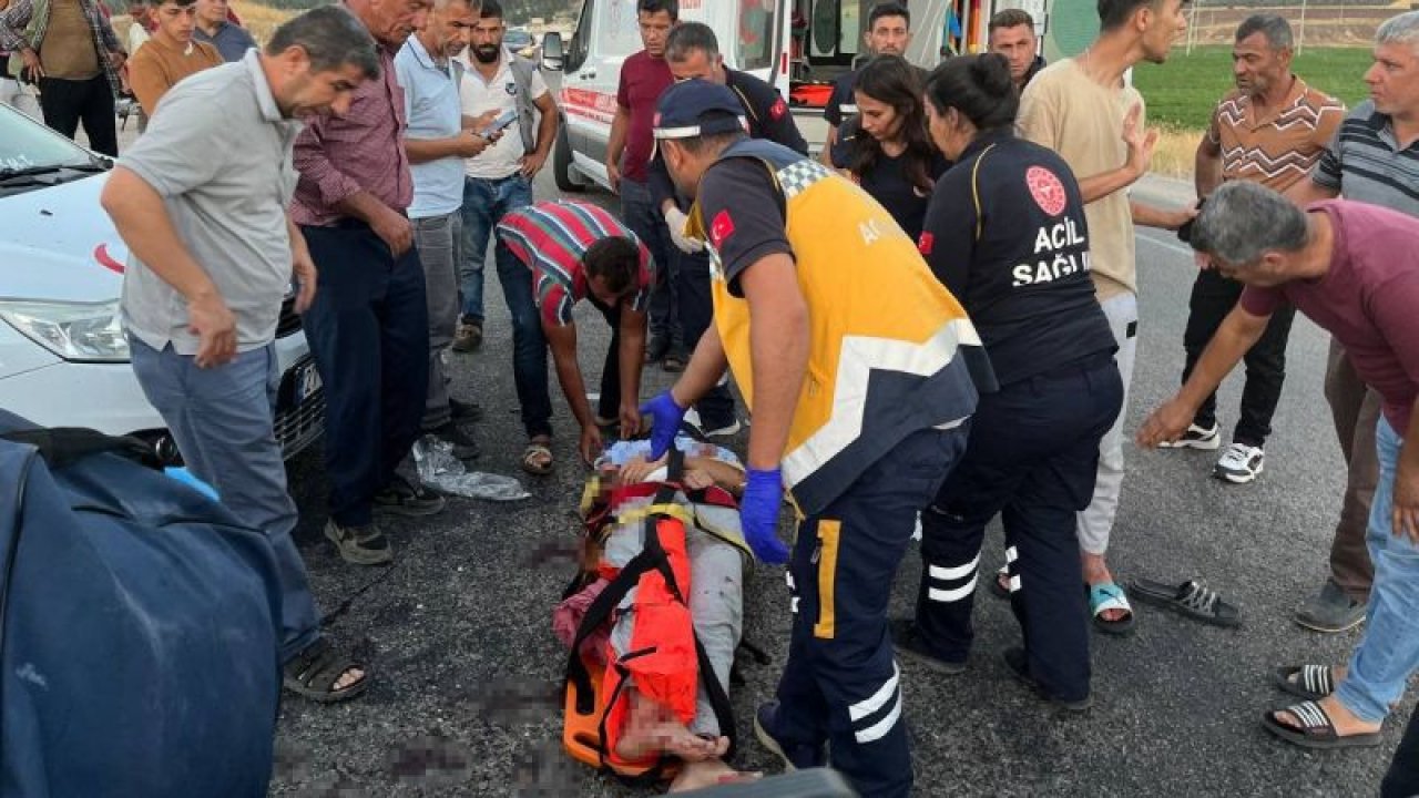 Gaziantep'te motosiklet ile otomobil çarpıştı, bacağı kırılan yaralının feryatları yürek sızlattı