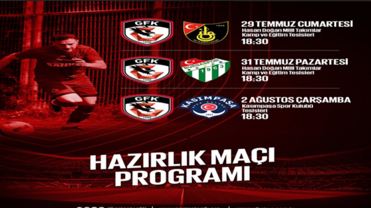 Gaziantep FK’nın hazırlık maçı programı belli oldu