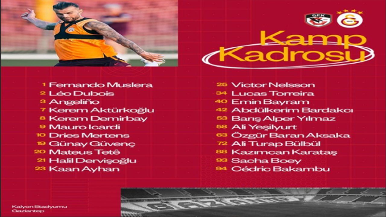 Galatasaray'ın kamp kadrosu belli oldu