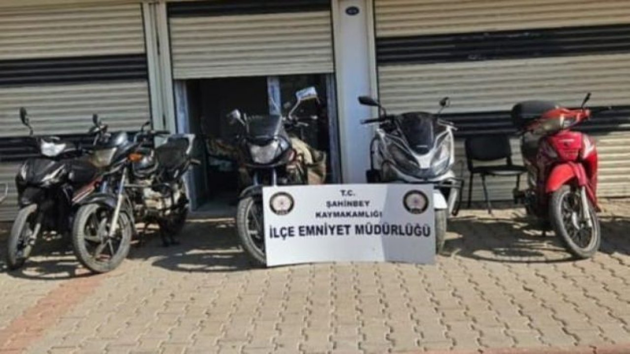 Gaziantep’te "dur" ihtarına uymayan şahsın garajında 5 çalıntı motosiklet bulundu