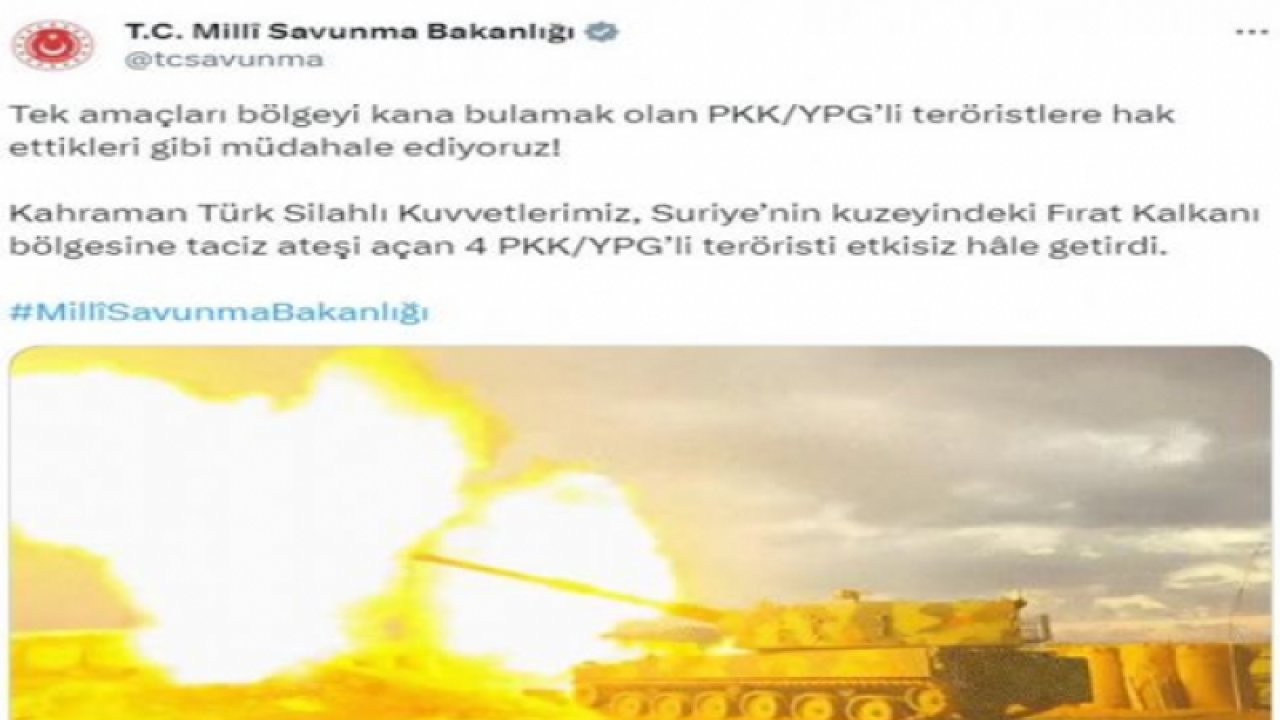 MSB: “4 PKK/YPG’li terörist etkisiz hale getirildi”